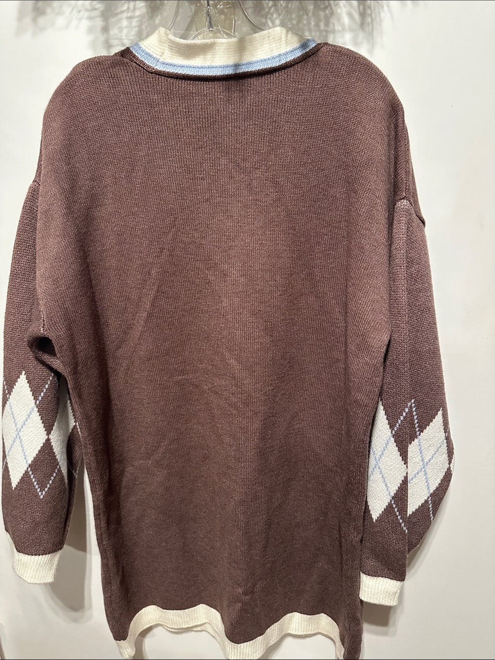 Maeve Anthropologie
Brown Argyle Bow Button Longline
Cardigan Sweater Sz S New - Picture 5 of 5